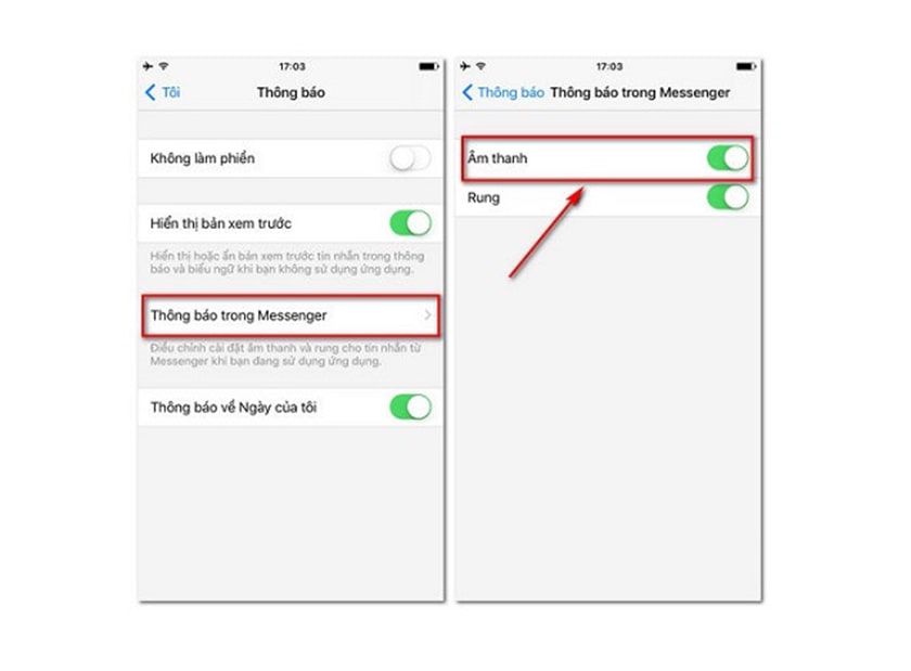Bật thông báo Messenger ngay tại mục “Cài Đặt” của iPhone