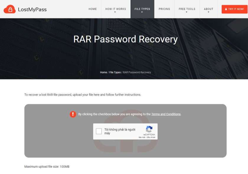 Cách phá mật khẩu WinRar online - Bước 1