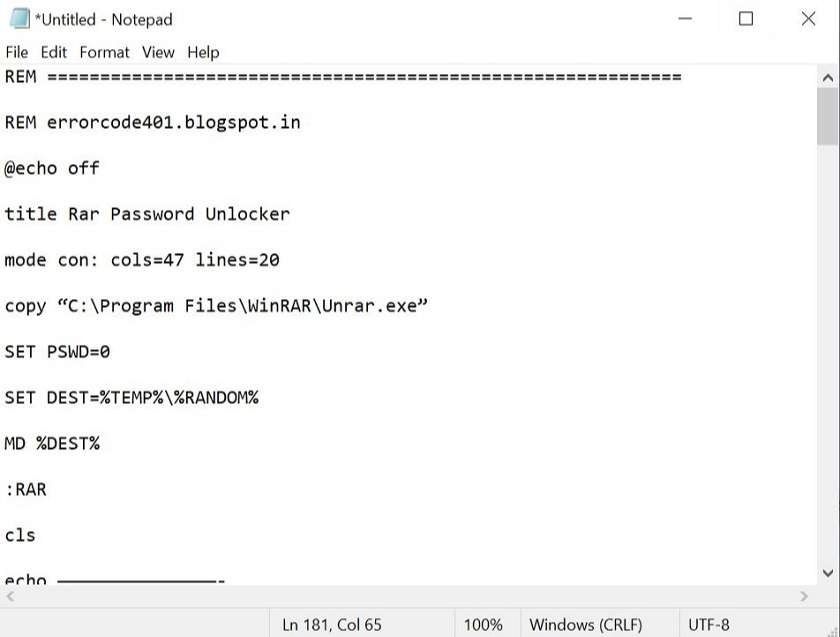 Cách phá pass WinRar bằng Notepad/CMD - Bước 2