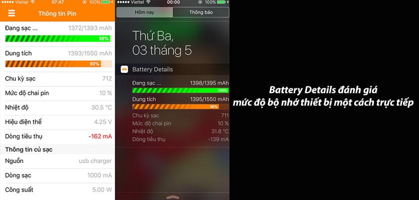 Phần mềm kiểm tra dung lượng pin iPhone Battery Details