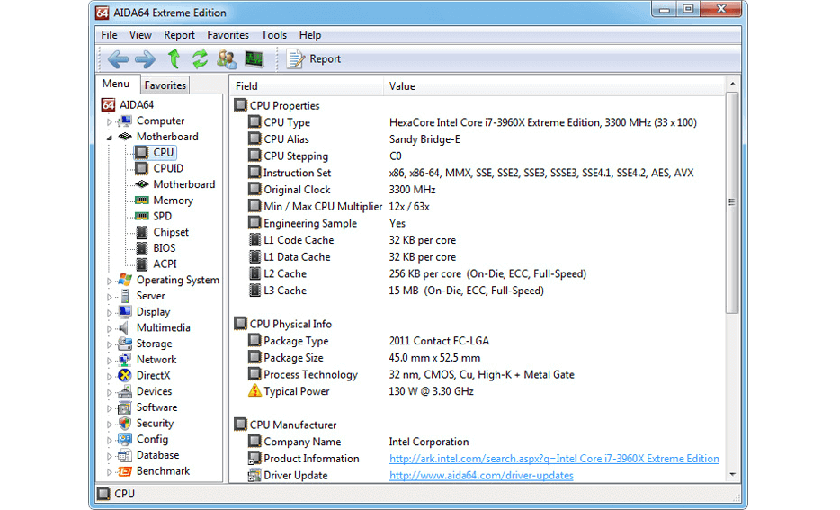 Phần mềm CPU AIDA64