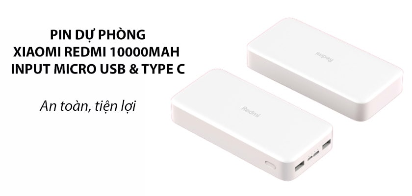 Sạc dự phòng Xiaomi Redmi Input Micro USB & Type C 10000 mAh