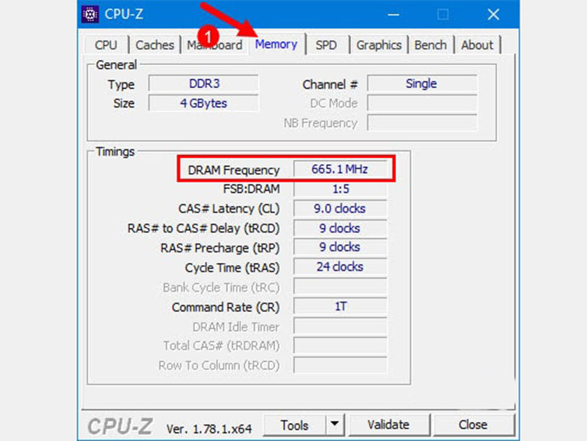 Kiểm tra bus RAM bằng ứng dụng CPU-Z