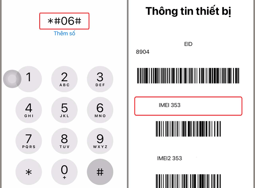 Kiểm tra vỏ ngoài thông qua IMEI