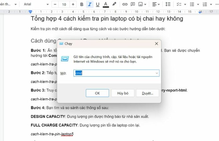Cách kiểm tra pin laptop: tuổi thọ, độ chai, dung lượng pin