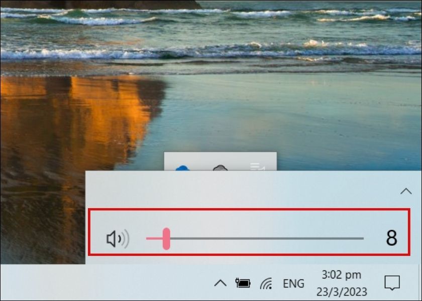 tăng âm thanh cho máy bằng cách kéo thanh trượt ở màn hình desktop