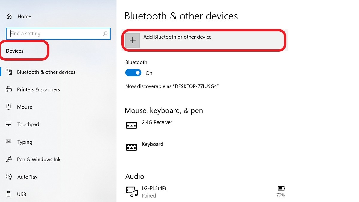 Kết nối qua Bluetooth hoặc tần số vô tuyến mặc định