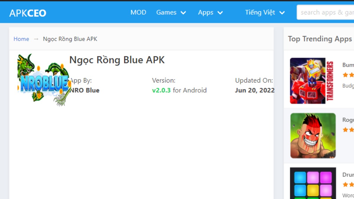 Tải Ngọc Rồng Blue trên điện thoại Android
