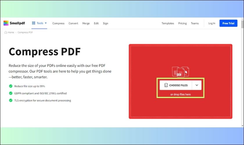 Sử dụng Small PDF để giảm dung lượng file PDF