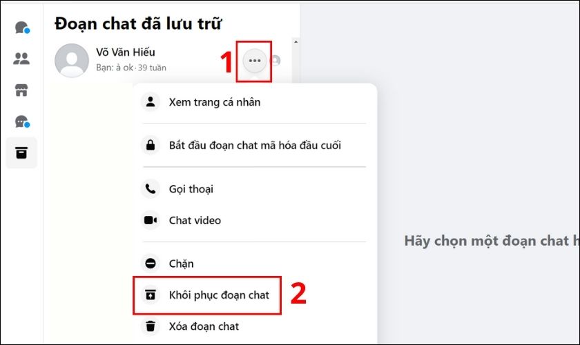 Khôi phục tin nhắn Messenger thông qua web Messenger.com