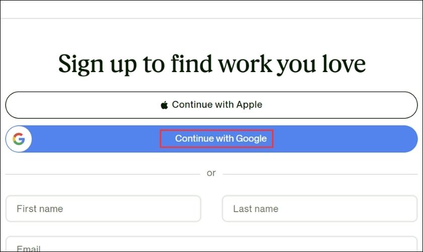 Chọn đăng ký tài khoản bằng Google hoặc Apple