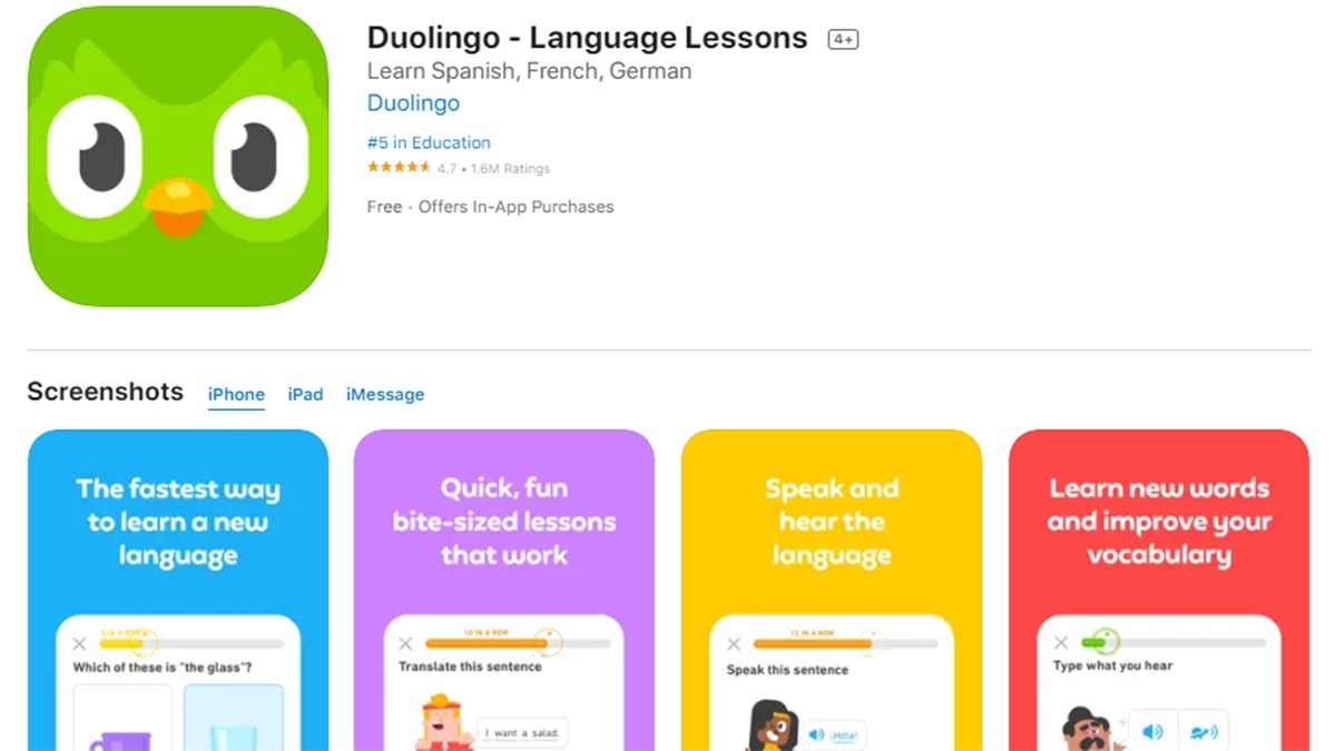 Đăng ký Duolingo trên điện thoại iOS bước 1