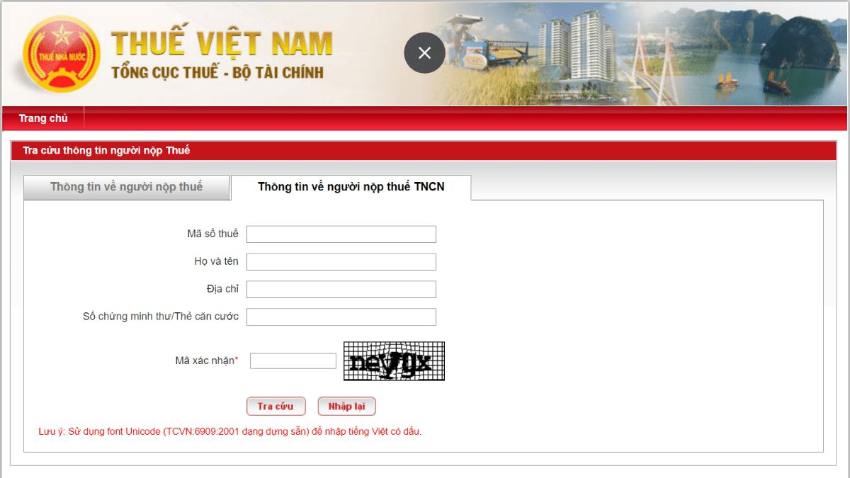 Tra cứu trên cổng thông tin Thuế Việt Nam