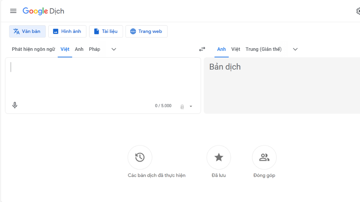 Google Translate dịch tiếng Anh sang tiếng Việt