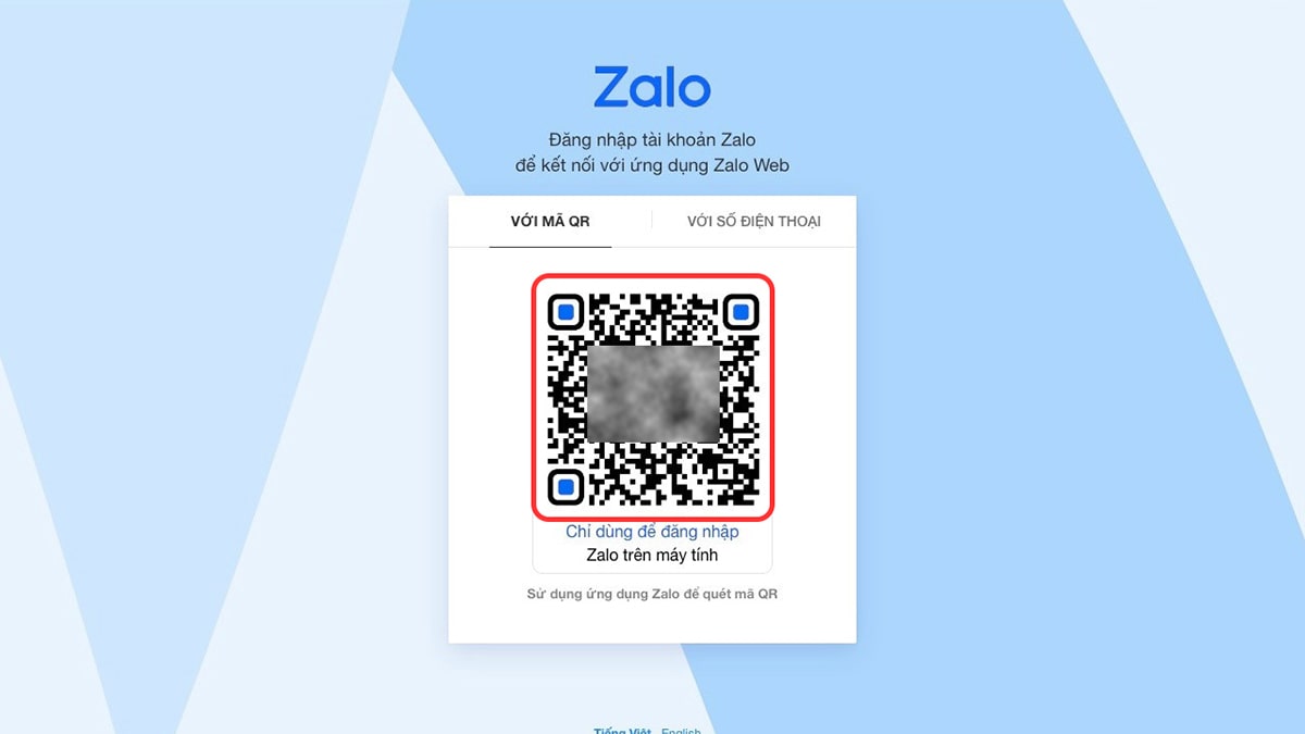 Dùng mã QR đăng nhập Chat Zalo me bước 2