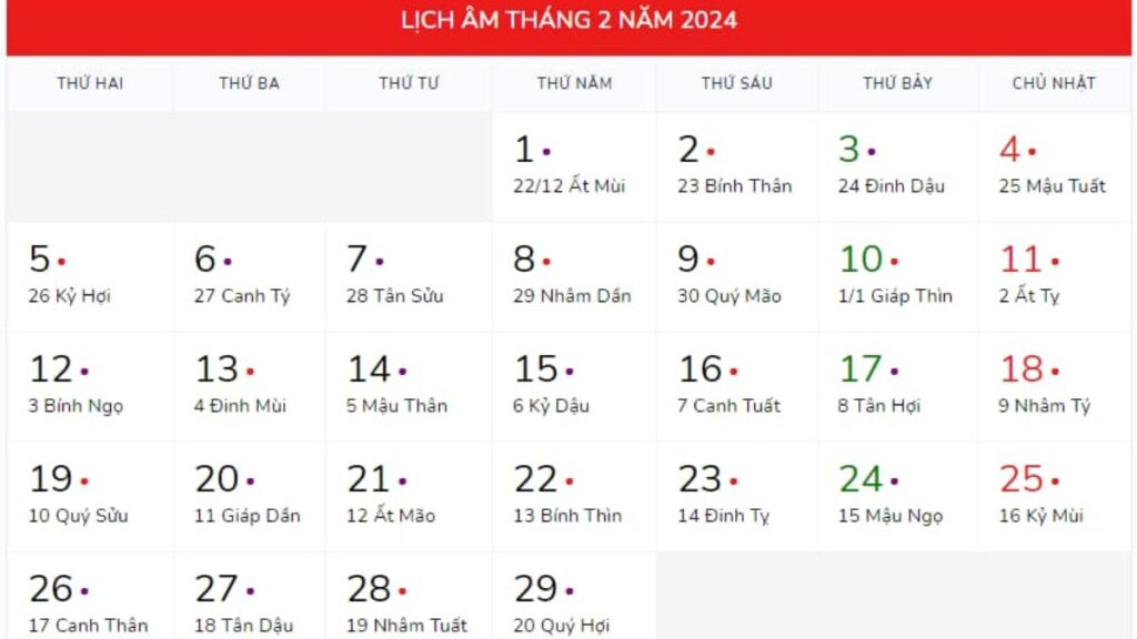 Tra lịch âm dương 2024 Các sự kiện quan trọng trong năm