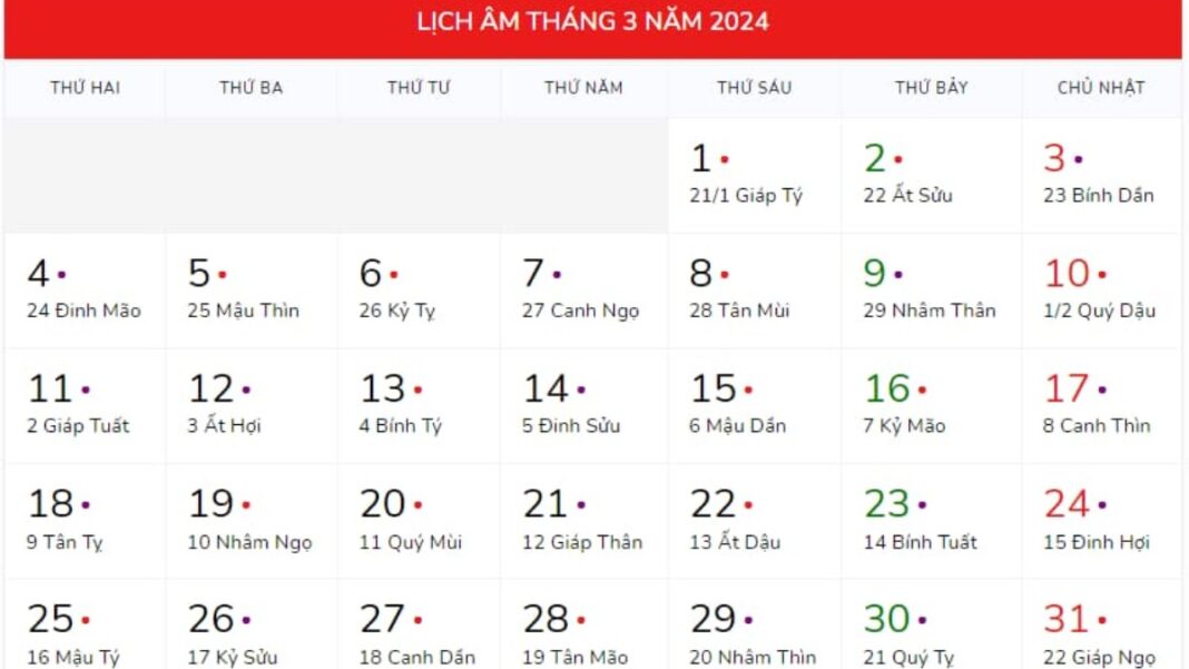 Tra lịch âm dương 2024 Các sự kiện quan trọng trong năm