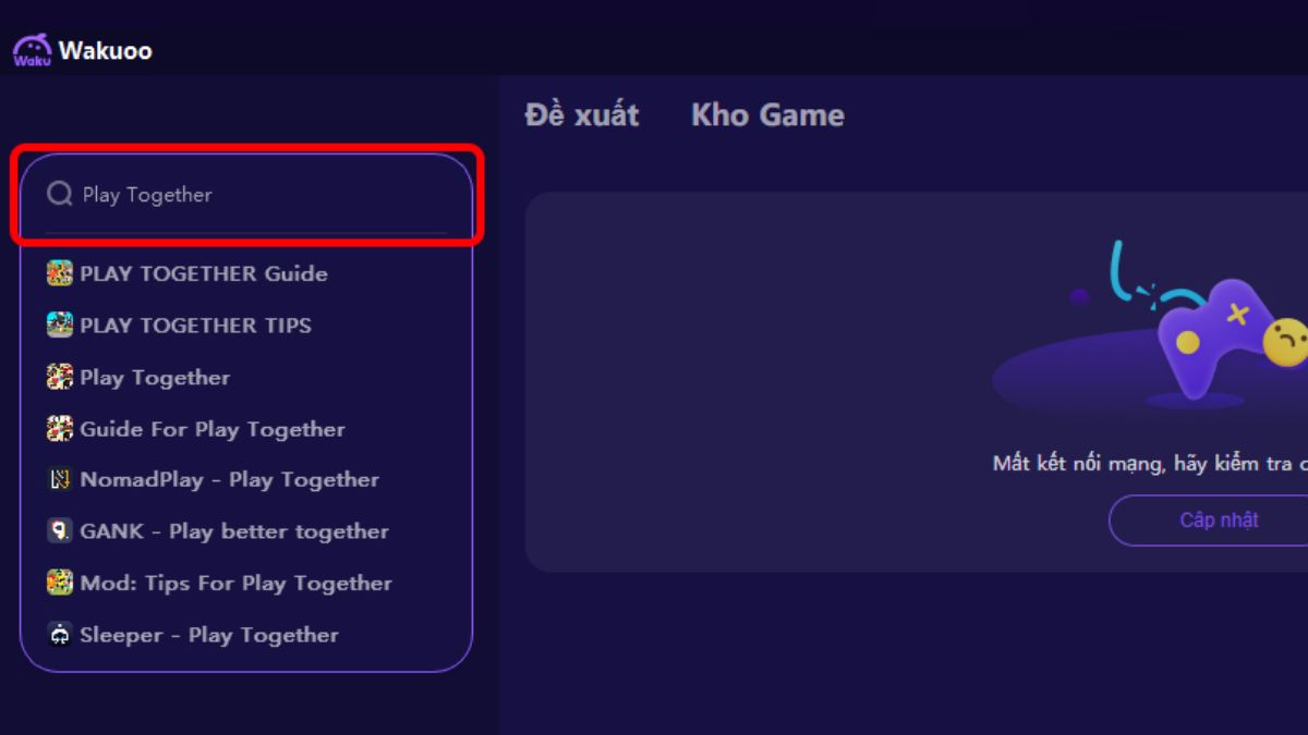 Cách tải Play Together qua ứng dụng Wakuoo bước 2